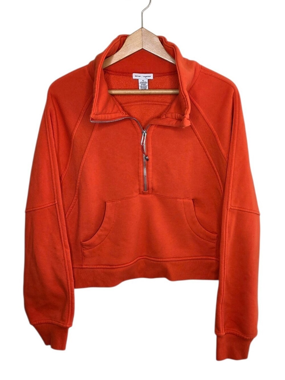 Better / Together Red-Orange Half Zip Cropped Sweatshirt Size XL